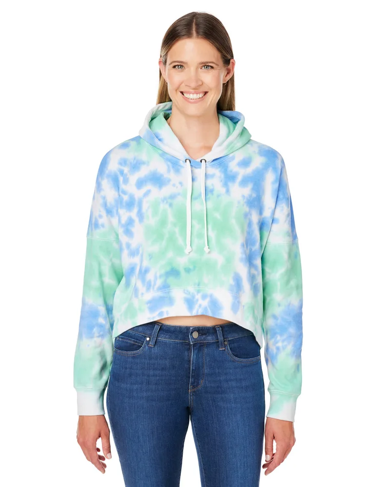 J AMERICA Ladies' Triblend Cropped Hooded Sweatshirt view 6