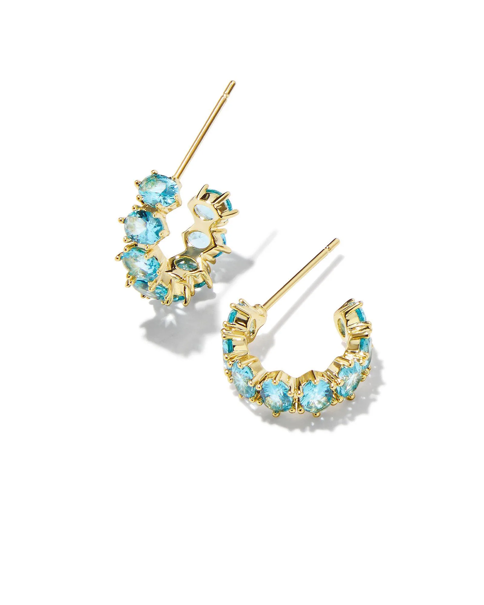 Kendra Scott Cailin Crystal Huggie Earrings - Gold Aqua