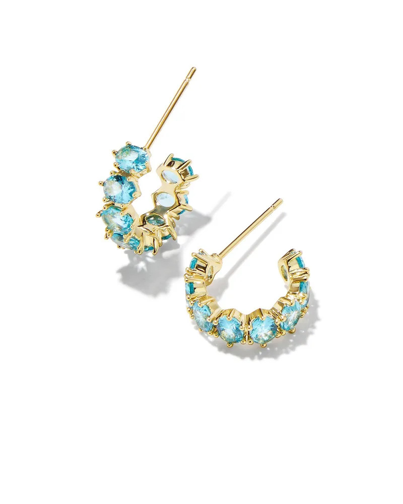 Kendra Scott Cailin Crystal Huggie Earrings - Gold Aqua