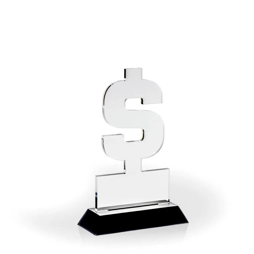 Dollar Sign Award with Black Wood Base - UV Printed view 2