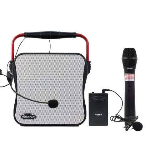 Hisonic® Dual Channel Wireless White PA System w/MP3 Player & FM Radio