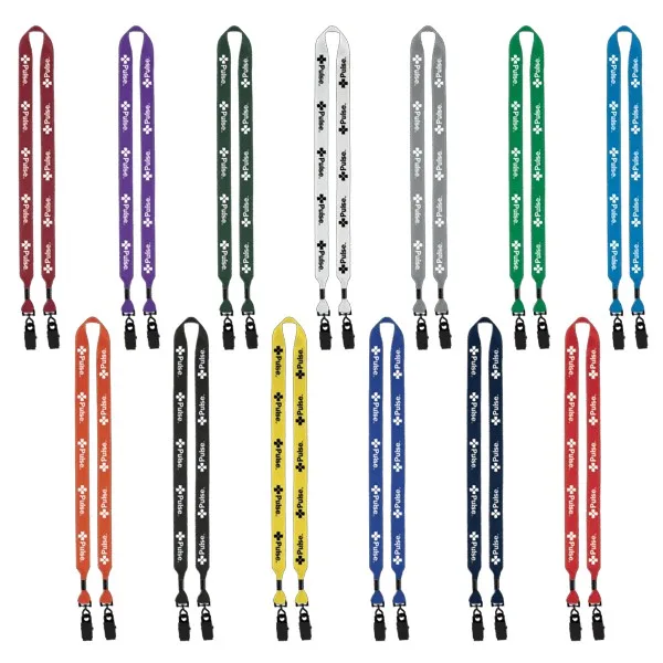 3/4" 2-Ended Polyester Lanyard with Metal Crimp & Metal Bulldog Clip