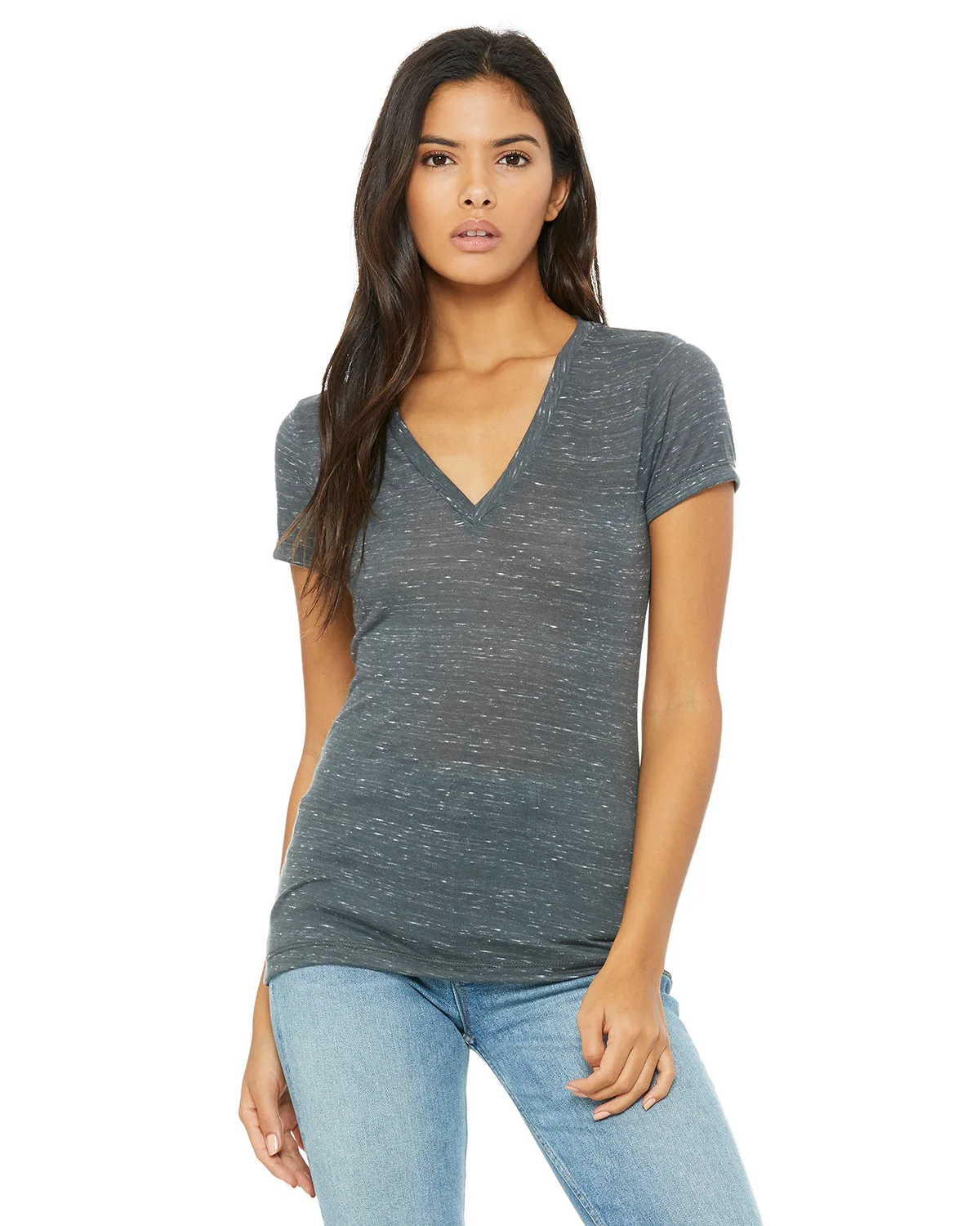BELLA+CANVAS Ladies' Jersey Short-Sleeve Deep V-Neck T-Shirt view 2