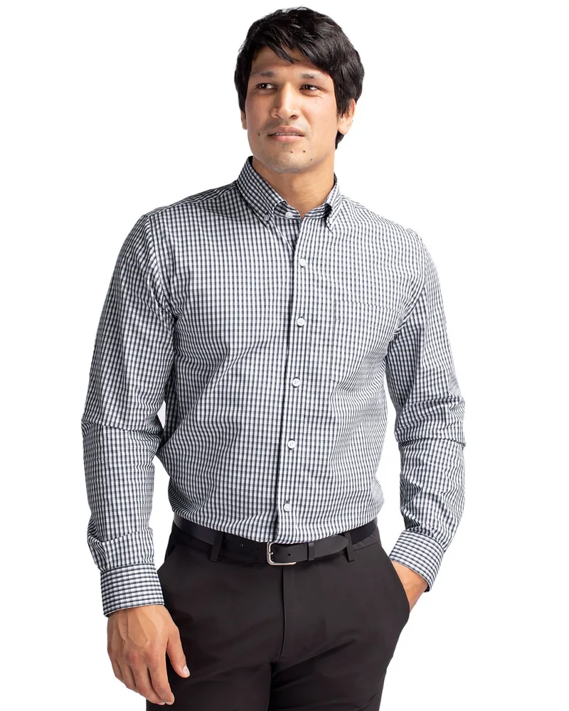 Cutter & Buck Easy Care Stretch Gingham Mens Long Sleeve Dress Shirt