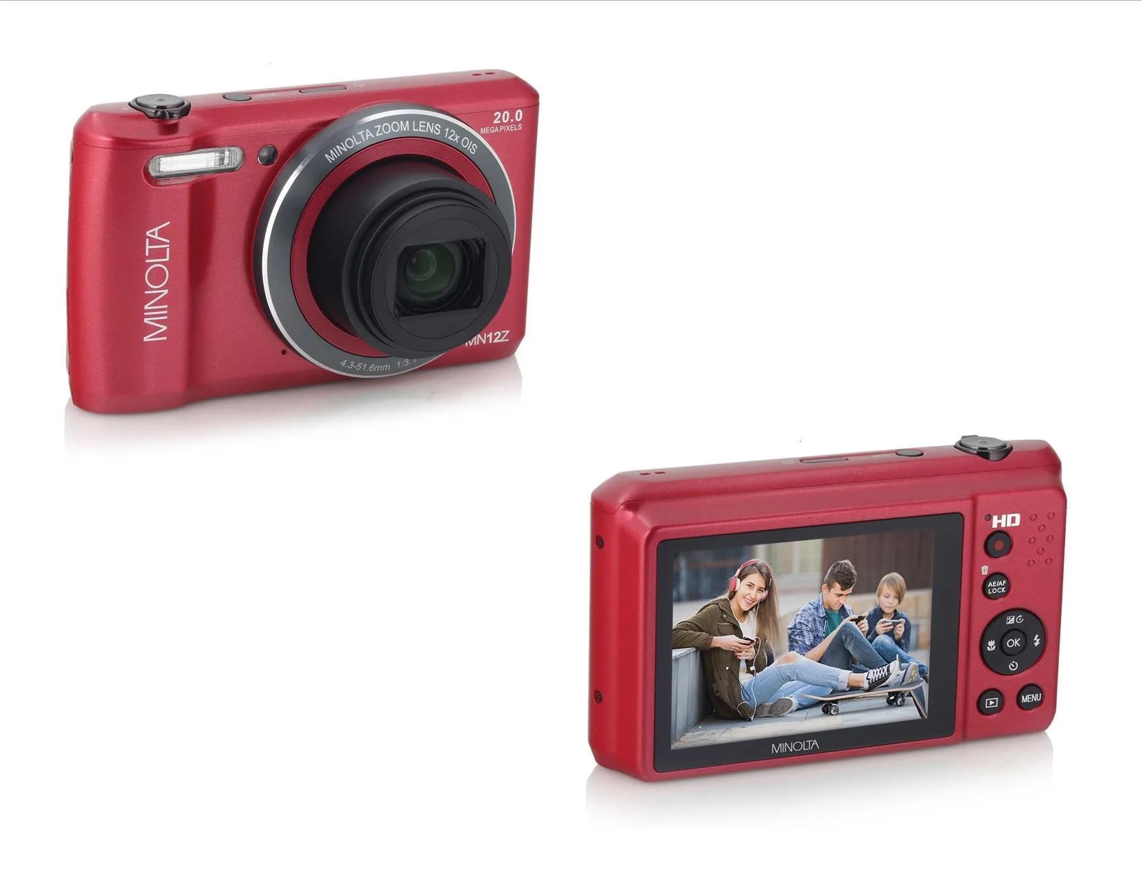 Minolta® Red 20Mp HD Digital Camera w/12x Zoom
