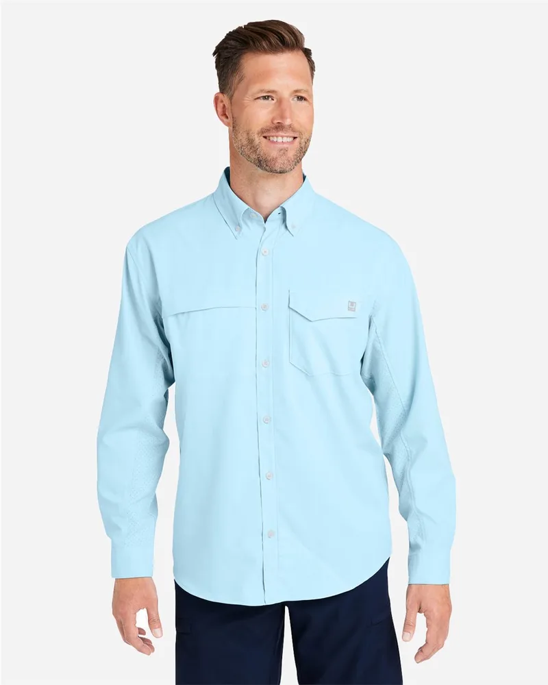 HUK® Men's Tide Point Pocket Long Sleeve Fishing Shirt view 2