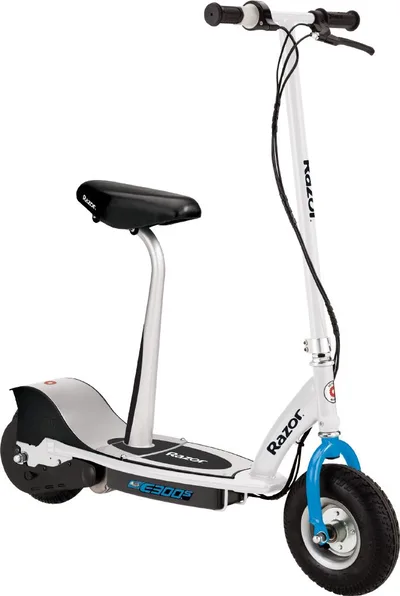 Razor USA E300S Seated Electric Scooter - White/Blue (Bb)