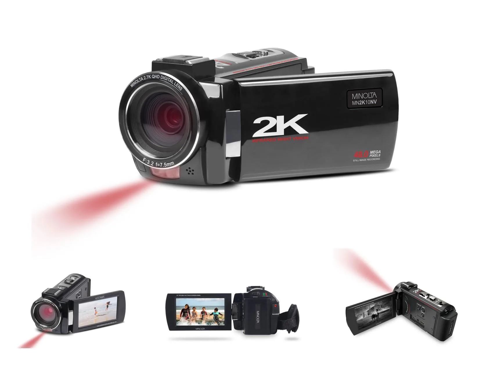Minolta 2.7K Quad Hd Camcorder W/ Night Vision