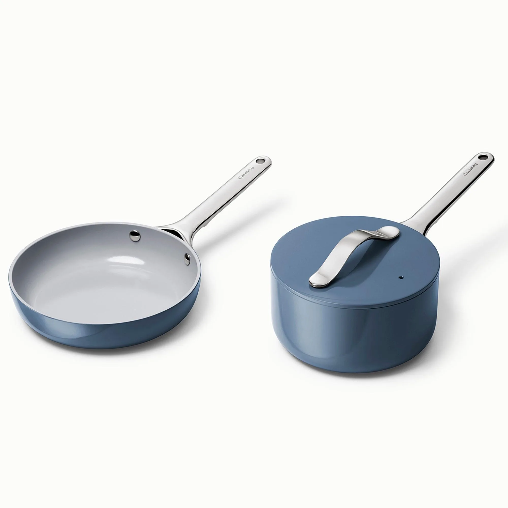Caraway Nonstick Ceramic Minis Duo Cookware Set - Fry Pan & Saucepan Navy