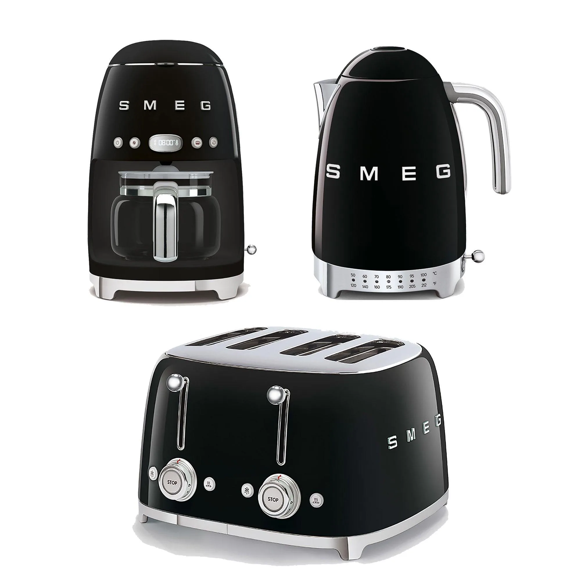 Smeg 3Pc Essential Kitchen Appliance Set Black