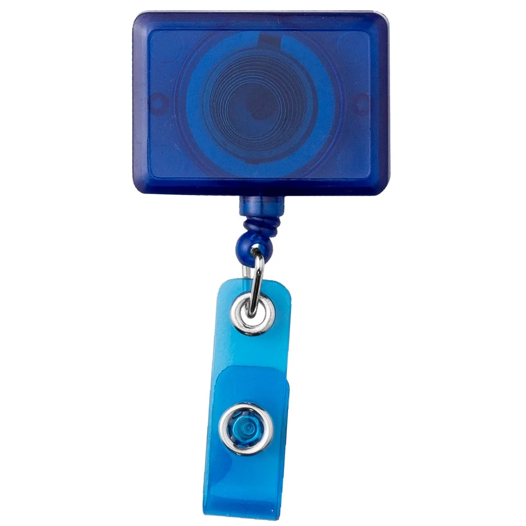 Rectangle Retractable Badge Reel, translucent color view 2