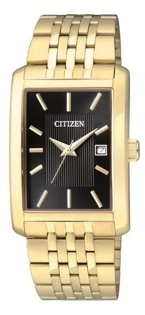 Citizen® Men's Quartz Gold-Tone Stainless Steel Watch w/Black Dial & Date