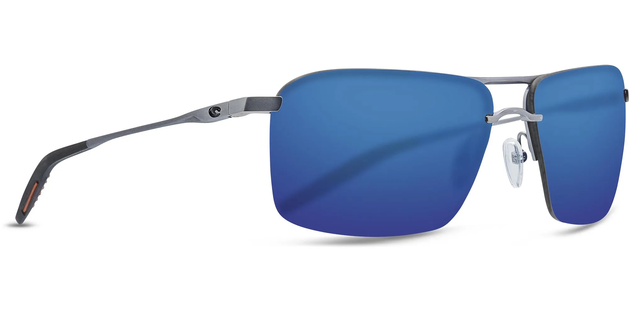 Costa Del Mar Skimmer Sunglasses – (Frame) Matte Silver Gray Orange; (Lens) Blue Mirror 580P