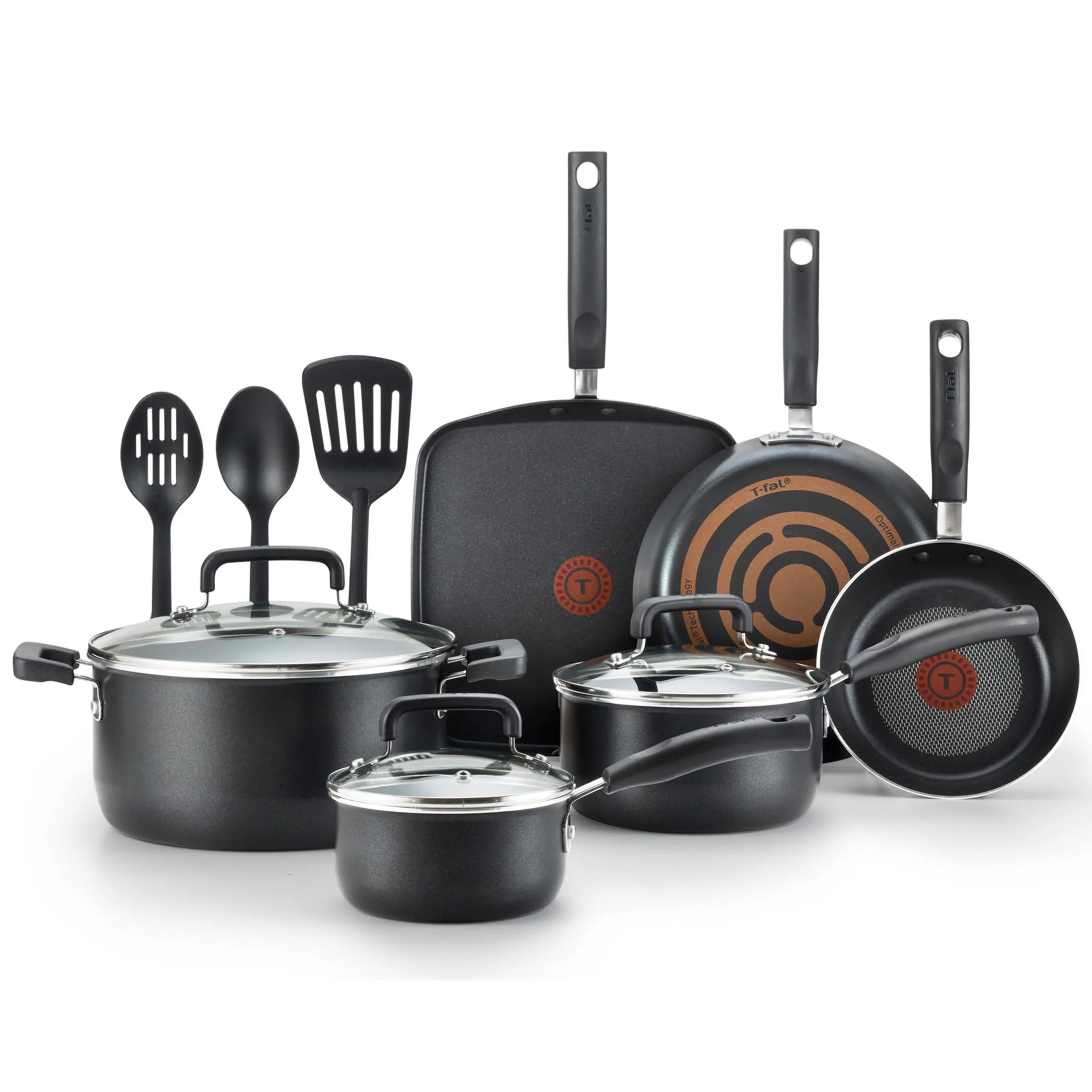 T-fal Signature Non-Stick 12-Piece Cookware Set - Black