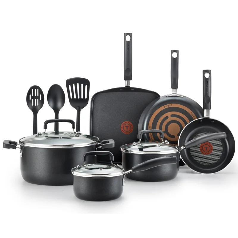 T-fal Signature Non-Stick 12-Piece Cookware Set - Black