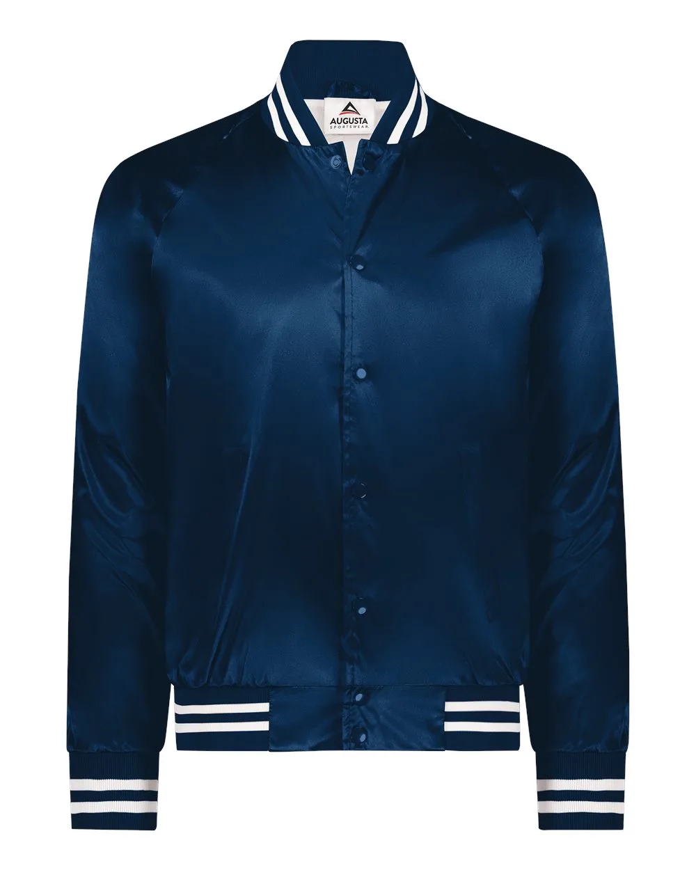 Augusta Sportswear® Satin Baseball Jacket w/Striped Trim view 5