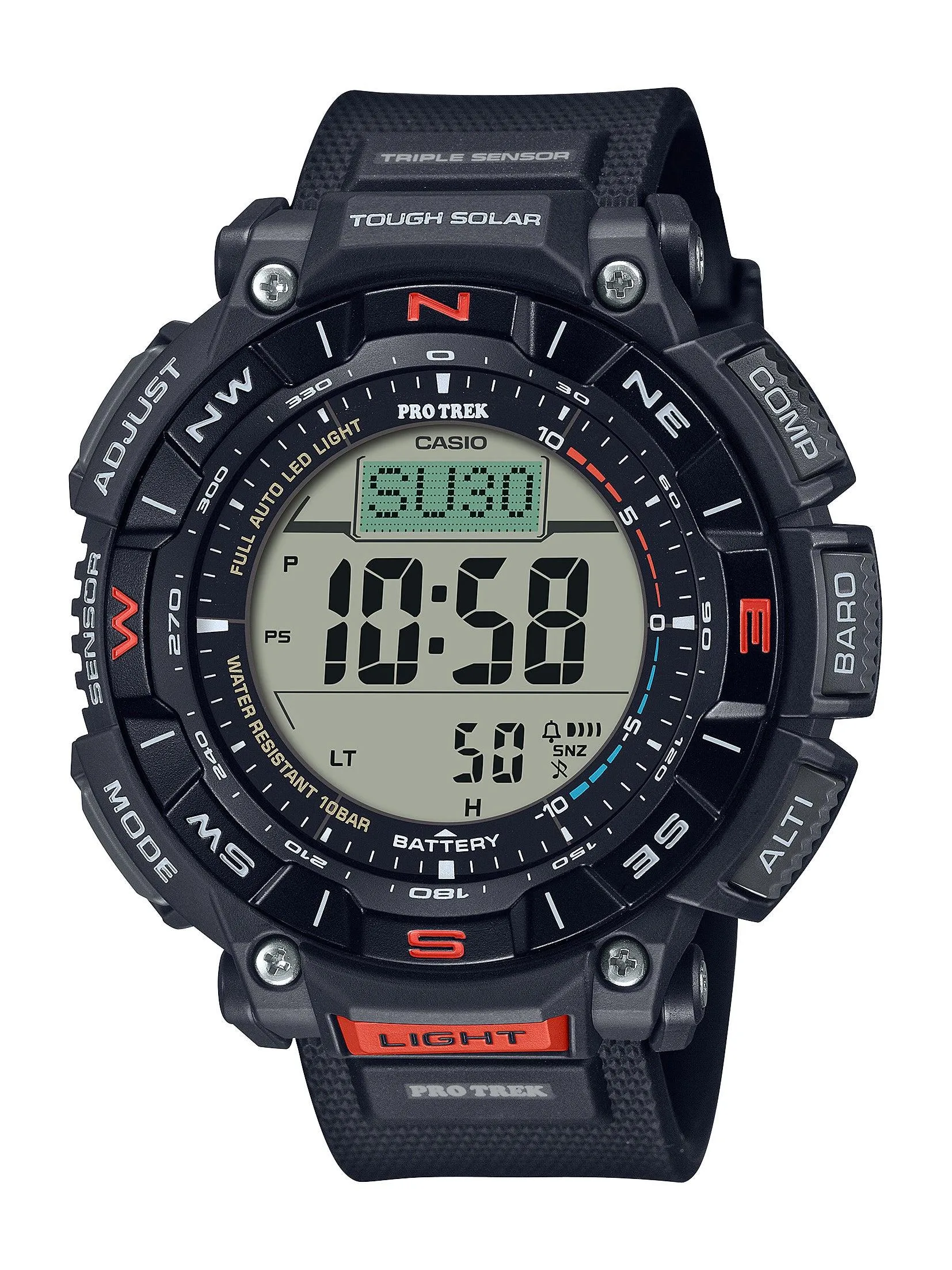 Casio Pro Trek Triple Sensor Digital Black Biomass Plastic Watch