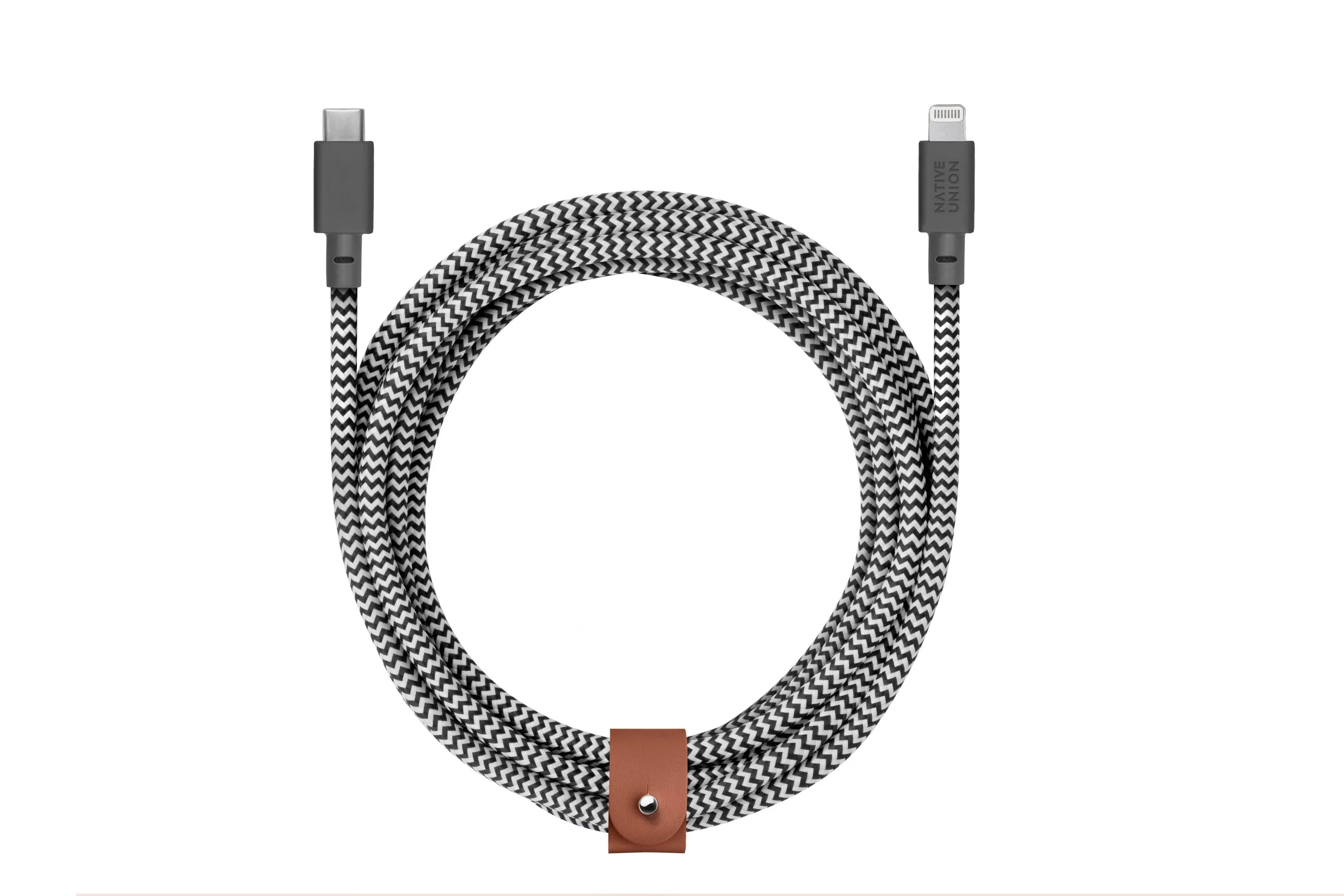 Native Union Belt Zebra XL Cable w/USB-C to Apple Lightning