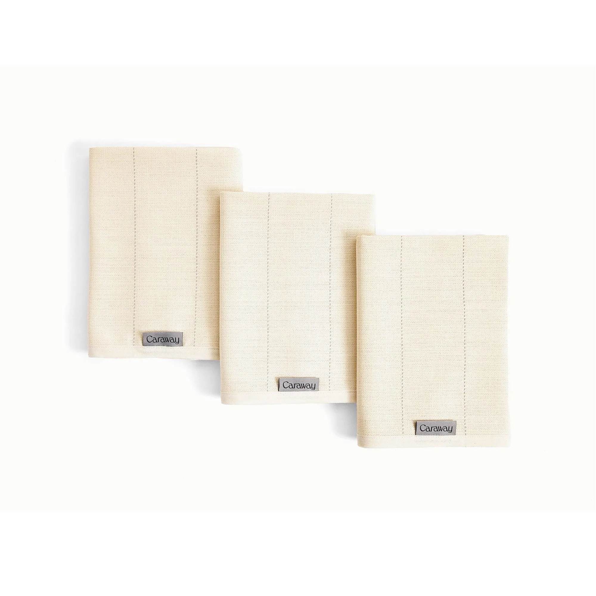 Caraway 3Pc Linen Tea Towel Set Cream