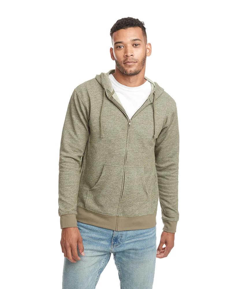 NEXT LEVEL APPAREL Adult Pacifica Denim Fleece Full-Zip Hooded Sweatshirt view 3