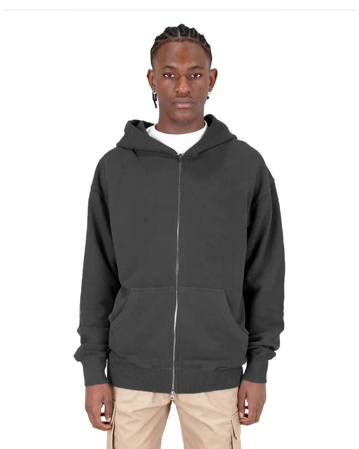 SHAKA WEAR Men's Garment Dye Double-Zip Hooded Sweatshirt view 3