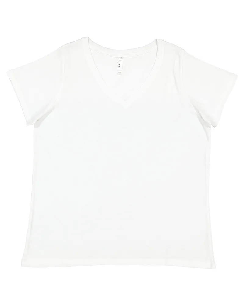 LAT Ladies' Curvy V-Neck Fine Jersey T-Shirt view 3