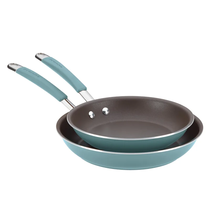 Rachael Ray 2Pc Cucina Hard Enamel Skillet Set Agave Blue
