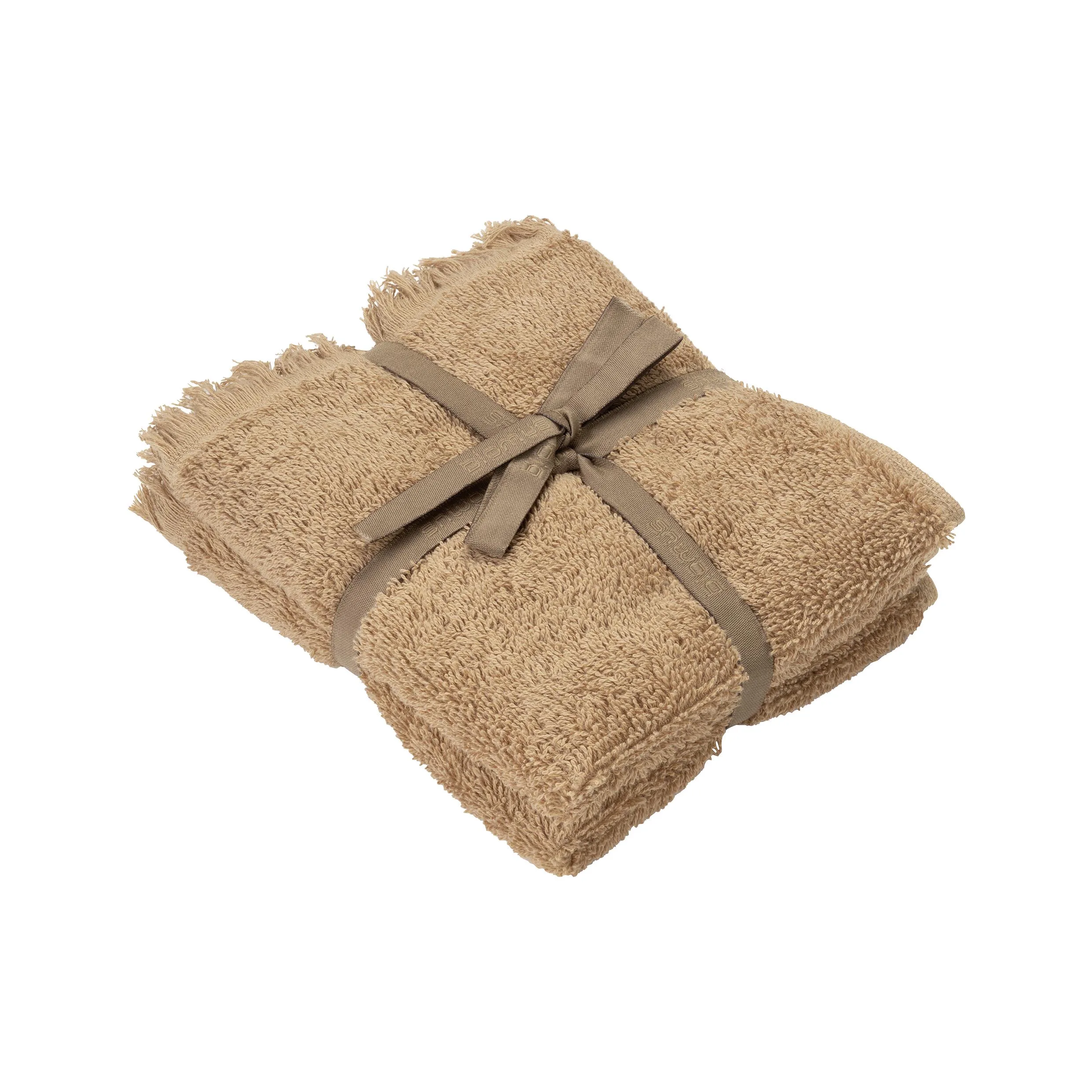 Blomus Frino 2 Fringed Organic Cotton Terry Guest Hand Towel Set