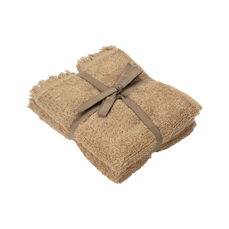 Blomus Frino 2 Fringed Organic Cotton Terry Guest Hand Towel Set
