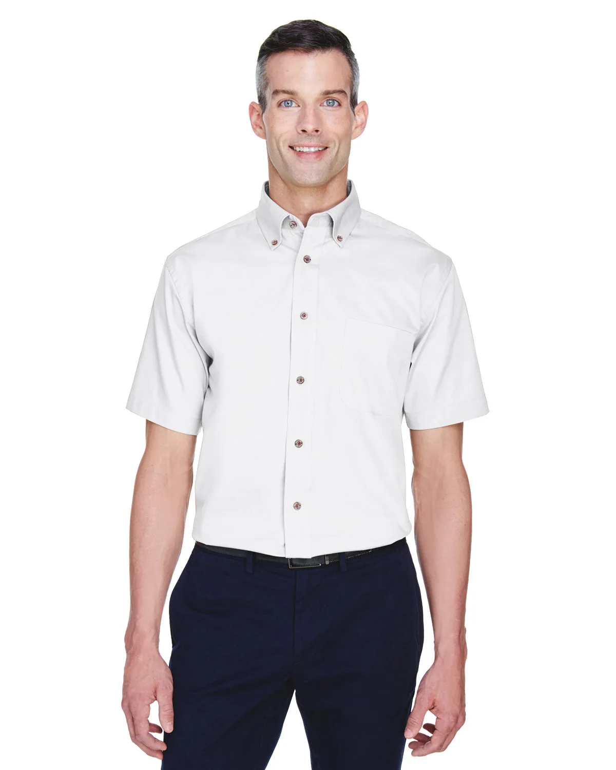 Harriton Men's Easy Blend™ Short Sleeve Twill Dress Shirt w/Stain-Release view 4