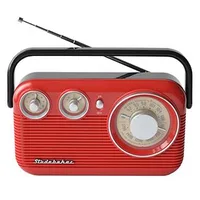 Studebaker Portable Red AM/FM Analog Radio w/On & Off Switch