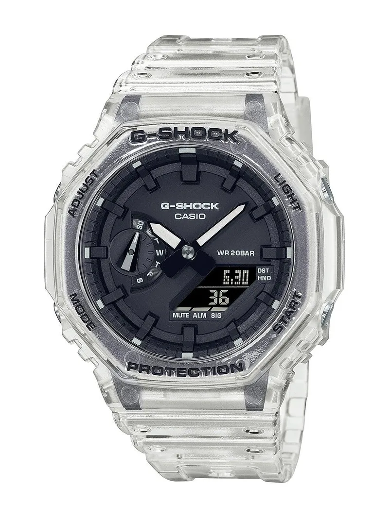 Casio Mens G-Shock Transparent White Analog/Digital Watch Black Dial