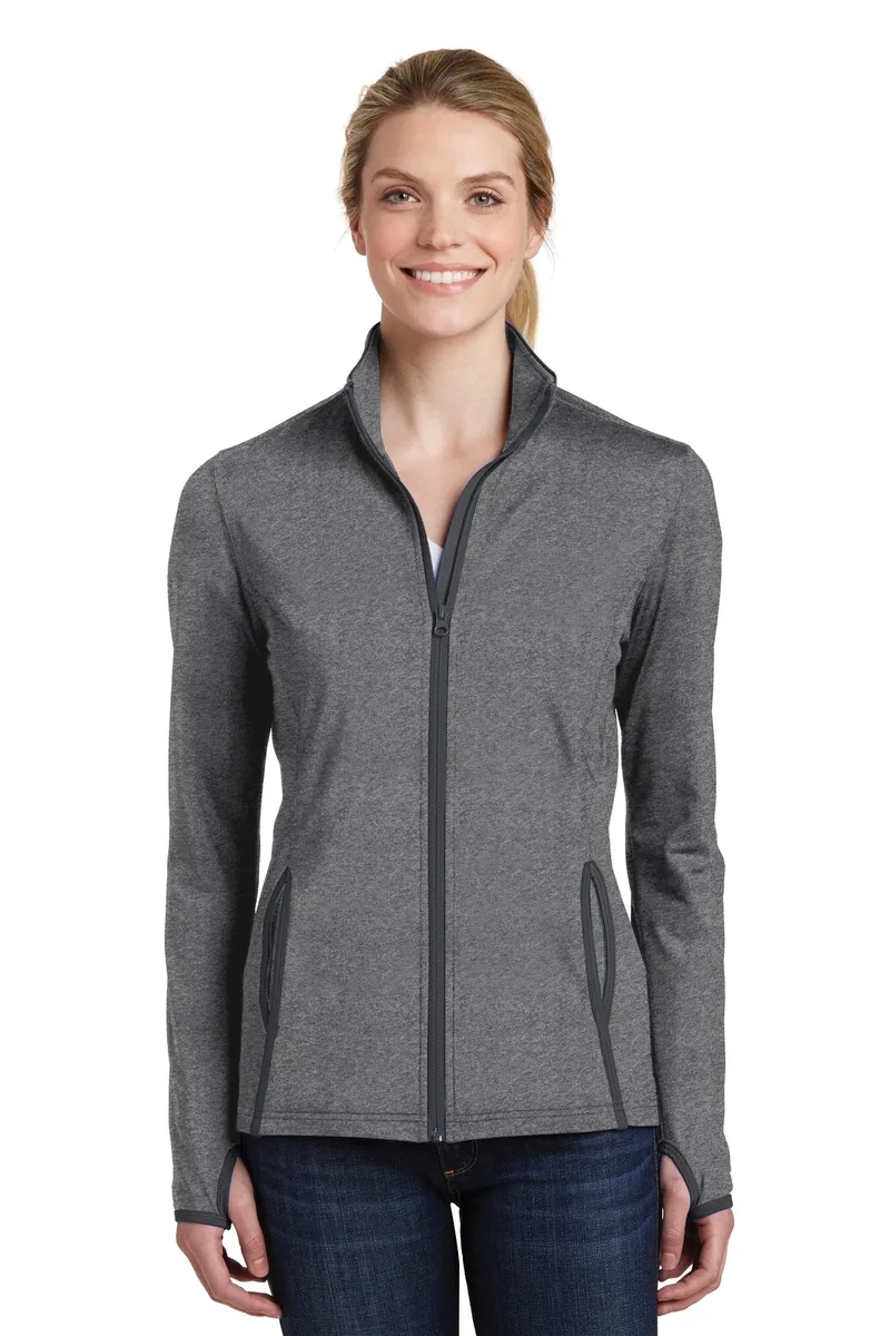 Sport-Tek® Women's Sport-Wick® Stretch Contrast Full-Zip Jacket. view 3