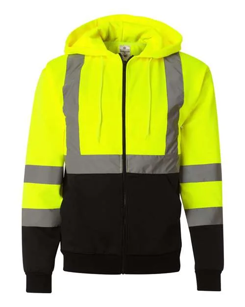 Kishigo® Unisex Hi-Vis Full-Zip Hooded Sweatshirt