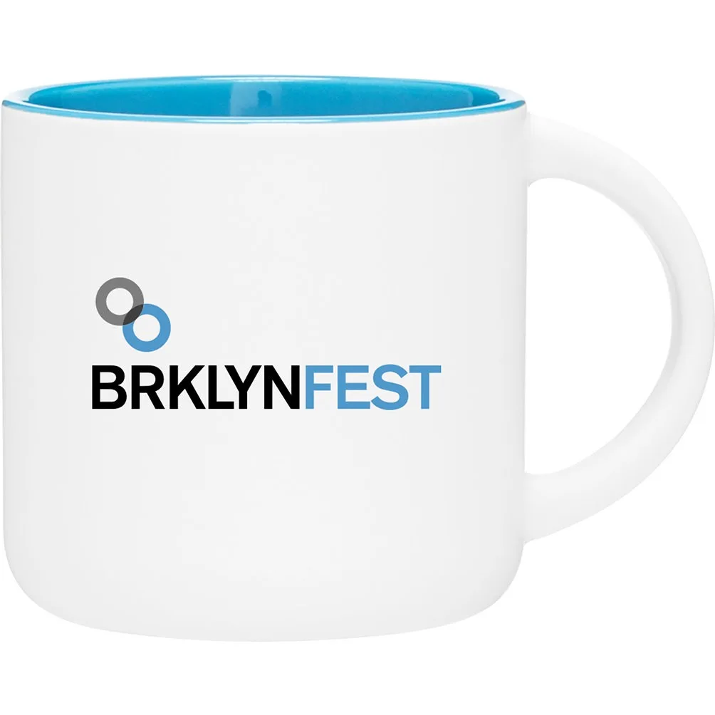 14 oz Minolo Ceramic Mug (Matte White/Sky Blue)