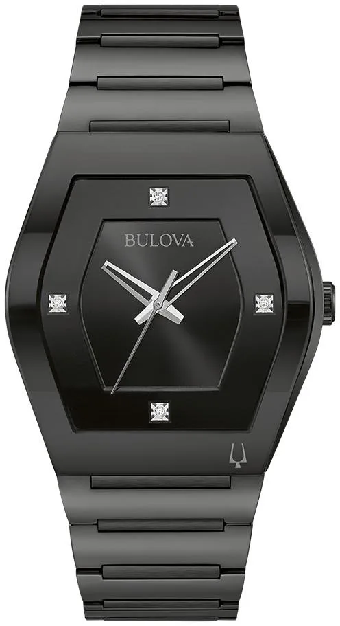 Bulova Watches Men's Modern Gemini Black Stainless Steel Bracelet Watch Black Dial