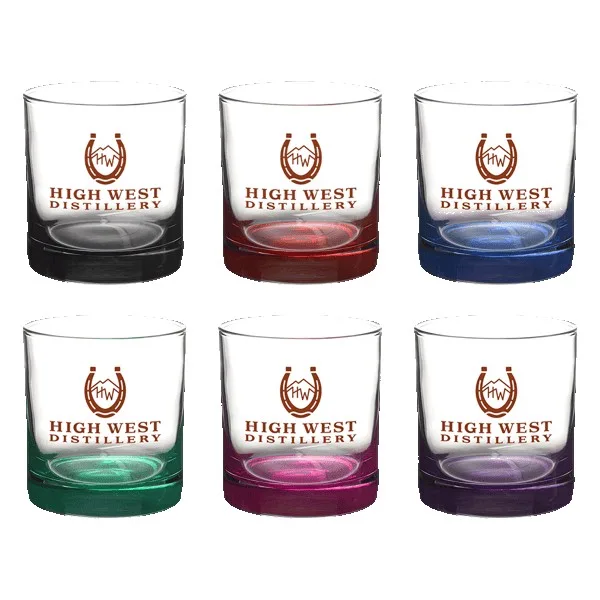 Double Rocks 10.5 oz Lexington Rocks Whiskey Glass with Color Bottom