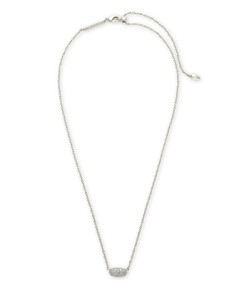 Kendra Scott Grayson Silver Pendant Necklace in White Crystal