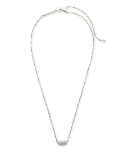 Kendra Scott Grayson Silver Pendant Necklace in White Crystal
