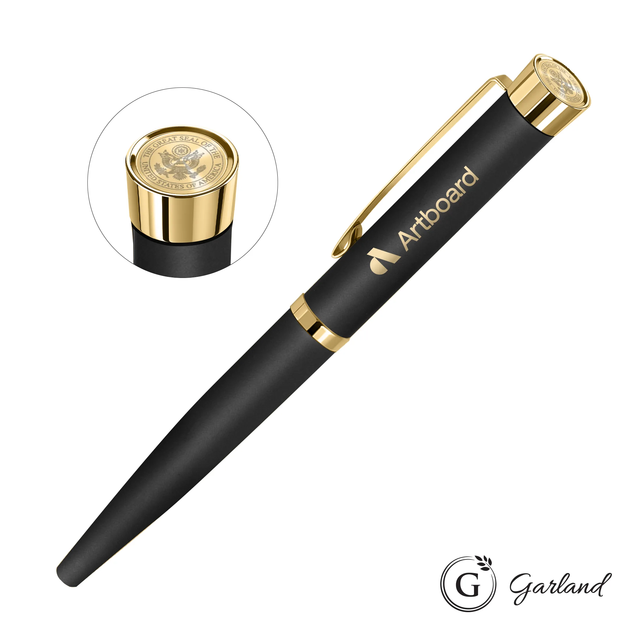 Custom Emblem, Rollerball, Gold, Matte Black / Gold