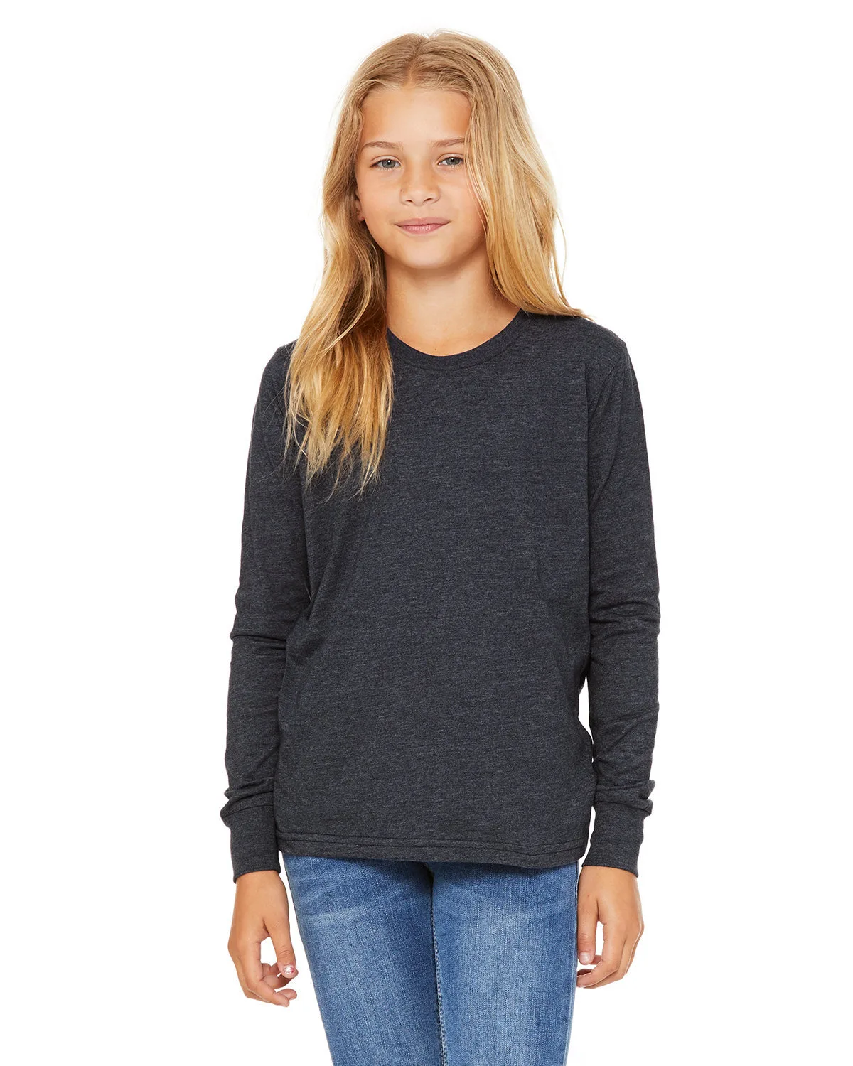 BELLA+CANVAS Youth Heather CVC Long-Sleeve T-Shirt view 5