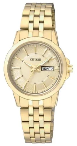 Citizen® Ladies' Quartz Gold-Tone Case & Bracelet Watch w/Champagne Dial