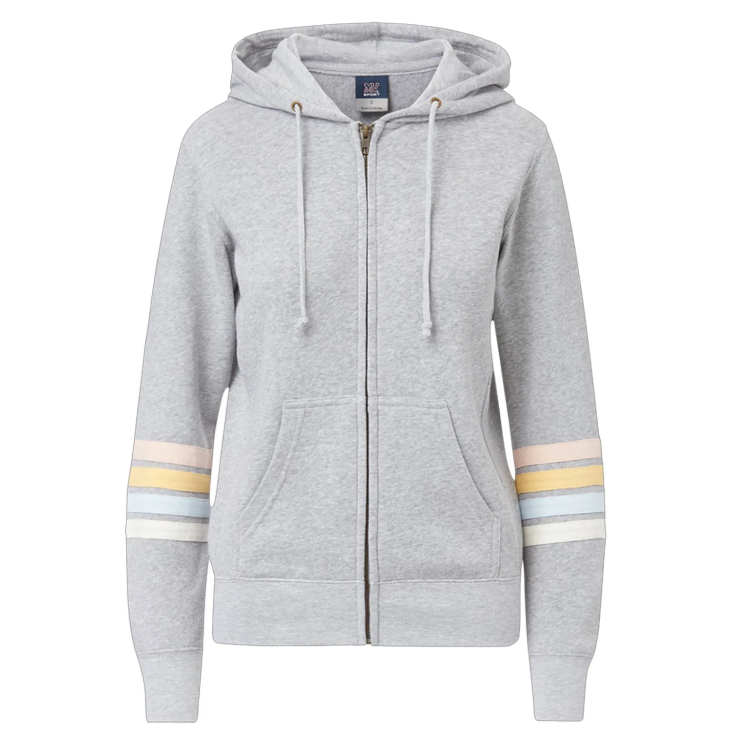Naamah Cotton-Poly Sleeve Stripe Full Zip Hoodie view 2