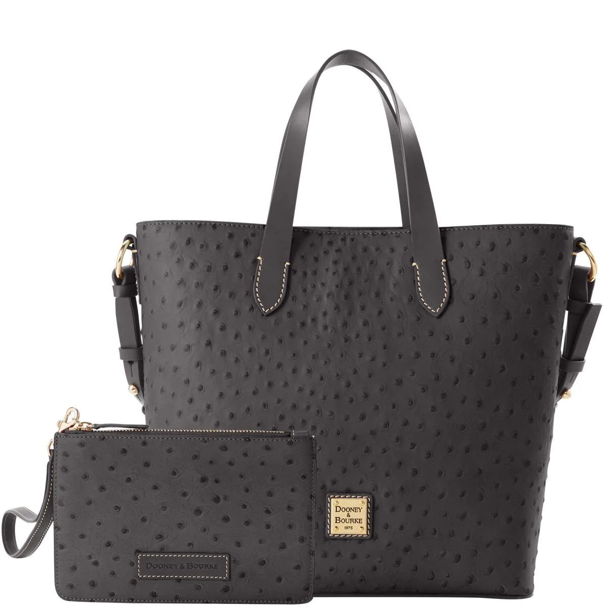 Dooney & Bourke Black Ostrich Liliana w/Pouch
