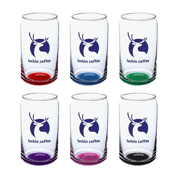 Crafty 16 oz ARC Can Shaped Beer Glasses with Color Bottom