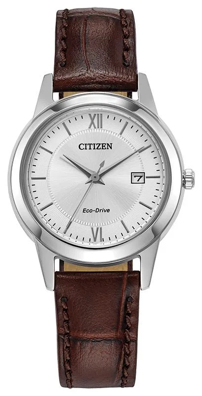 Citizen Watch Ladies' Classic Leather Strap Watch, Silver-Tone Dial