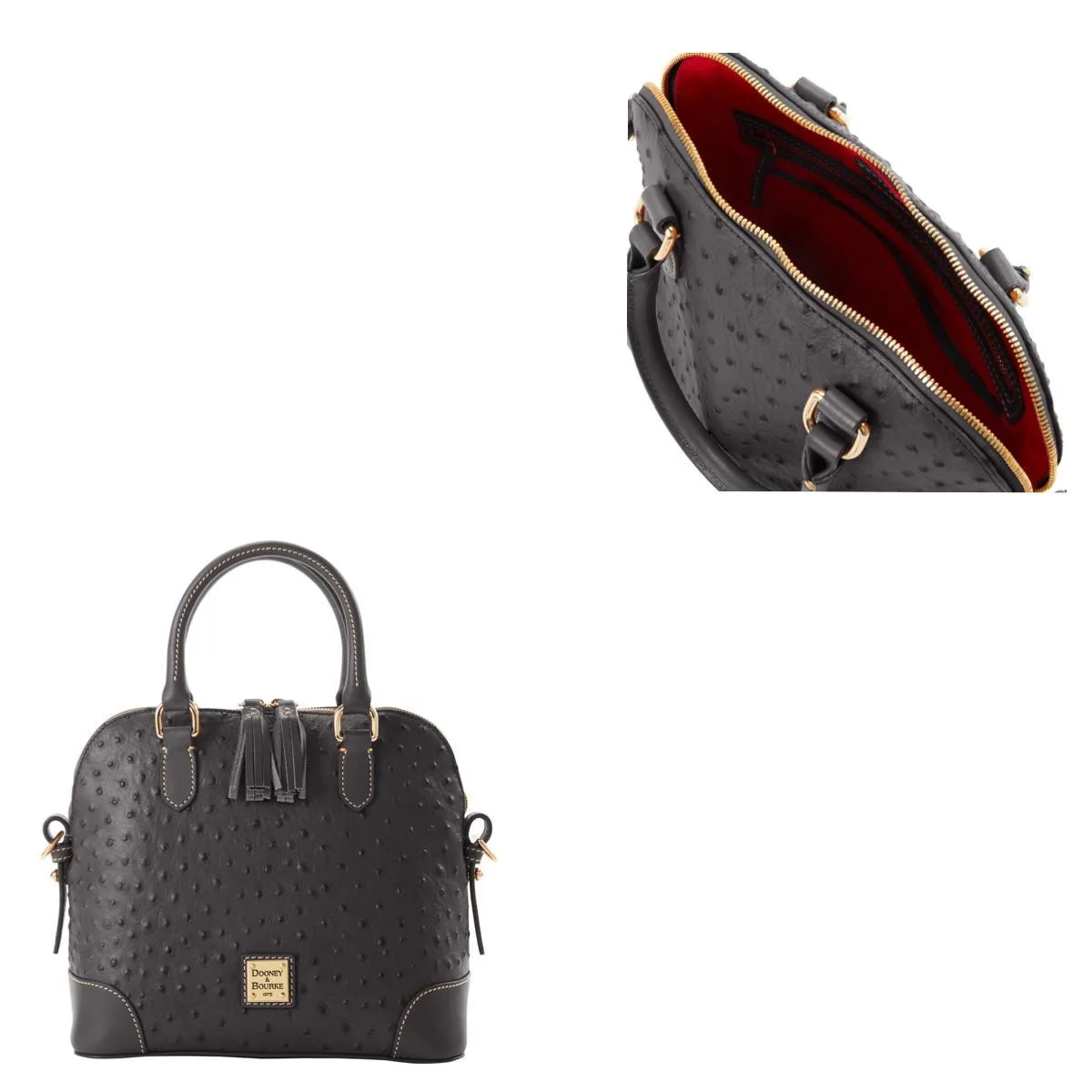 Dooney & Bourke Black Ostrich Domed Satchel