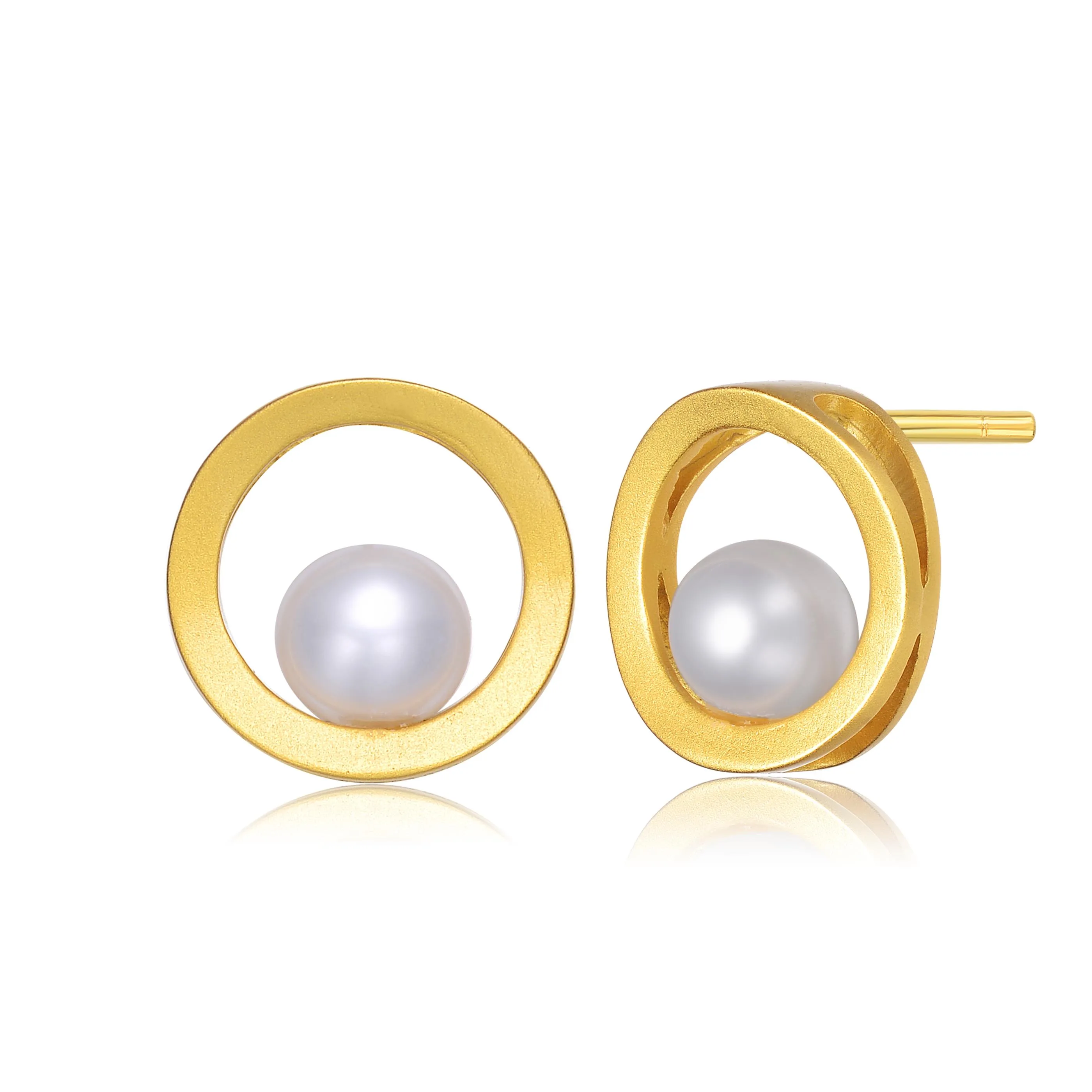 GENEVIVE Delphine Golden Dot Pearl Earrings Size 0.23"
