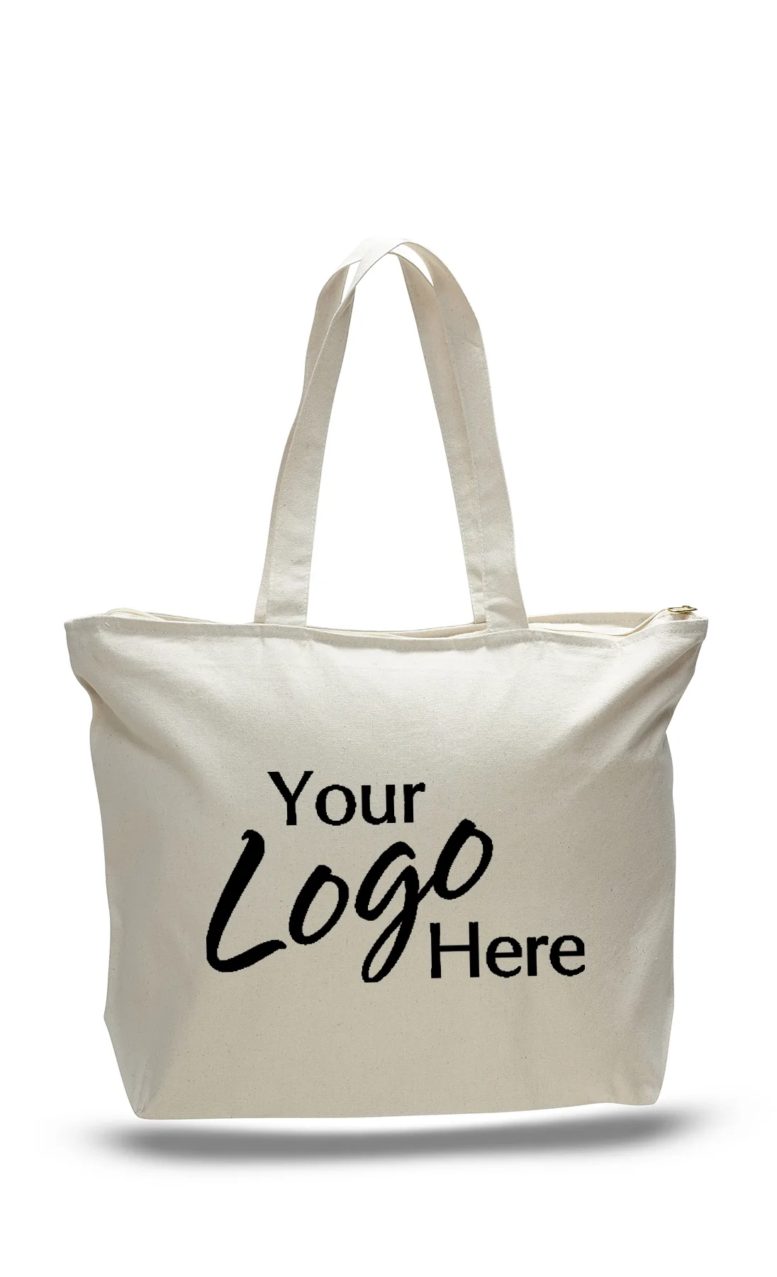 Canvas Zipper Tote Bag w/5" Gusset (20"x15"x5") view 2