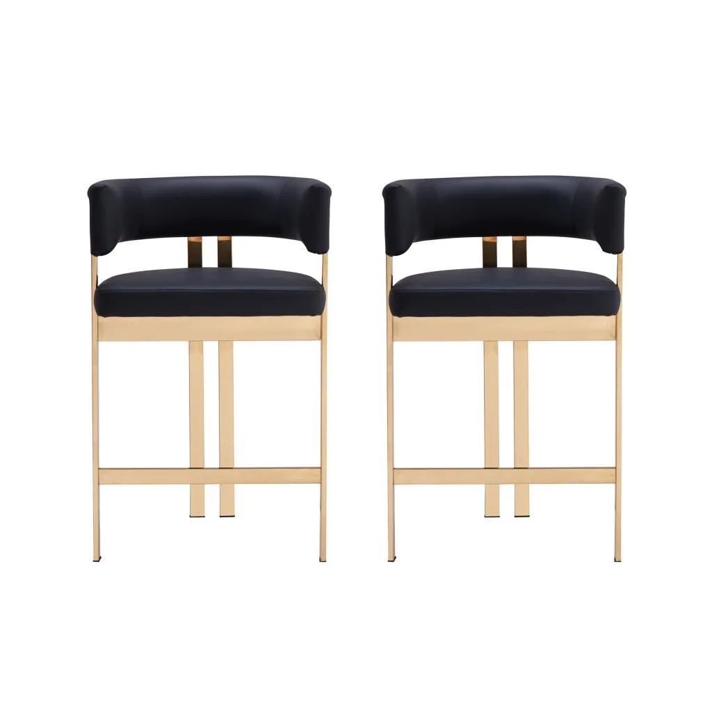 Pursonic Luxury Modern Counter Bar Stool, 2 Piece Set, Black